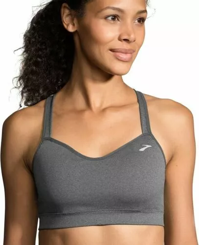 Moving Comfort Womens Cross Back Sports Bra Heather Asphalt Size Small