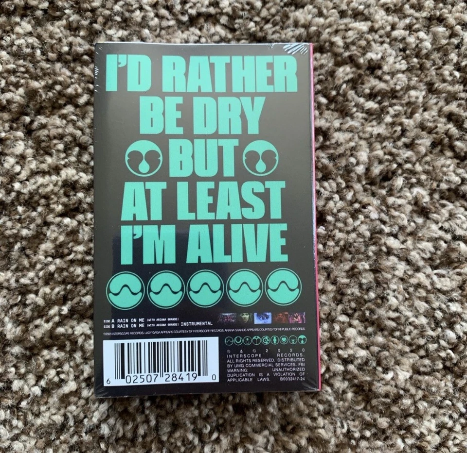 LADY GAGA & ARIANA GRANDE RAIN ON ME CASSETTE TAPE SINGLE RARE 2020 CHROMATICA - Image 2 of 4