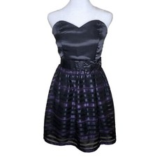 Vintage Y2K BeBop Empire Waist Strapless Mini Cocktail Dress Womens Size S Black
