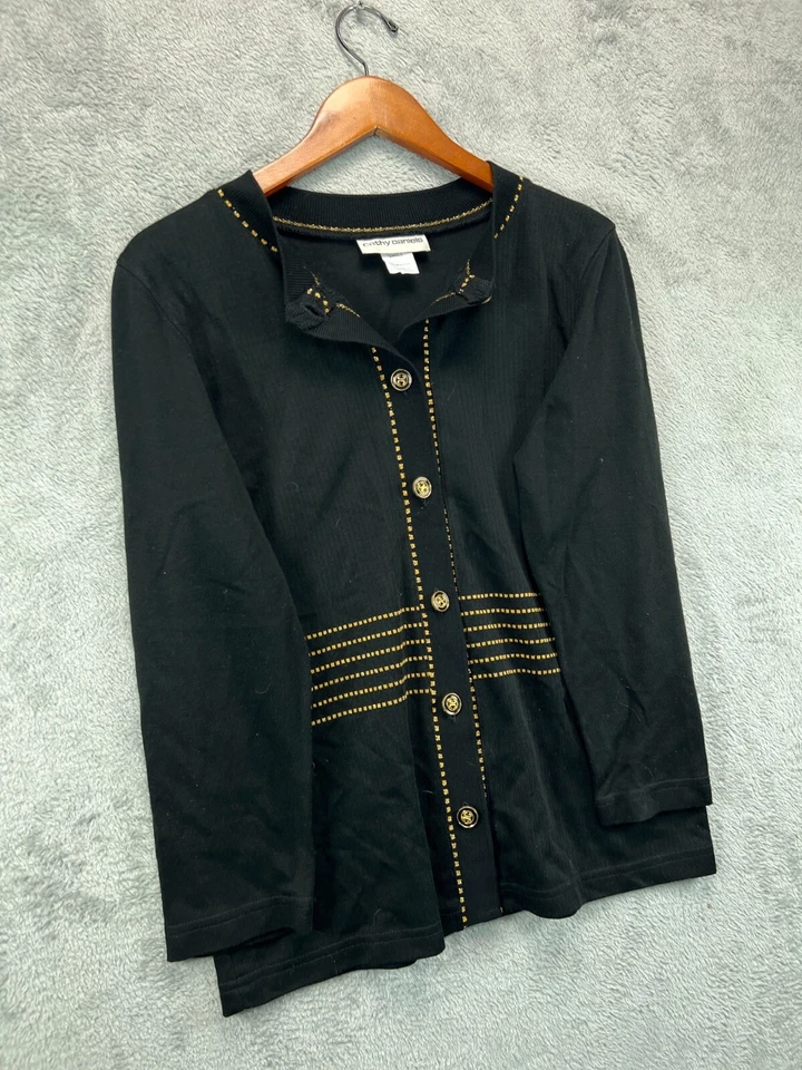 Blusa cardigã suéter Cathy Daniels feminina pequena preta dourada acabamento manga longa - Imagem 4 de 4