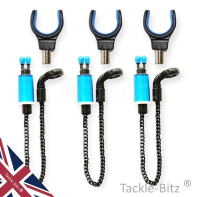 3 Spulen Bissanzeigen Set halbkurze Kette 15,5 cm TBNS + 3 Karpfenstangenauflage