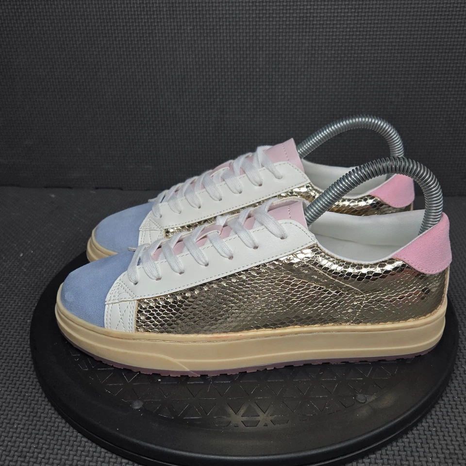 Tênis Steve Madden Molly Shoes Youth tamanho 5M ouro branco rosa com cadarço - Imagem 3 de 4