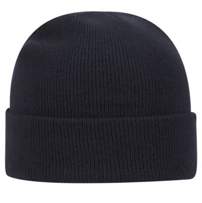 NEW NAVY BLUE CLASSIC KNIT PLAIN BLANK 12” WINTER CUFF BEANIE HAT