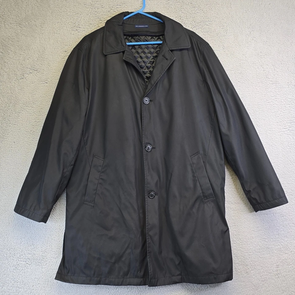 Stafford Performance Bonded Polyester Coat Mens 48 Black Long Quilt Lined Jacket - Image 2 of 4