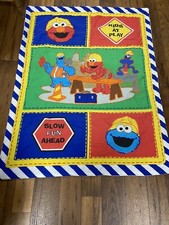 Sesame Street quilted blanket, Elmo, Cookie Monster Kids At Play Blanket EUC