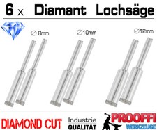 6 x Granit Fliesen Diamant Bohrkrone Ø 8mm 10mm 12mm Glas Feinsteinzeug Bohrer