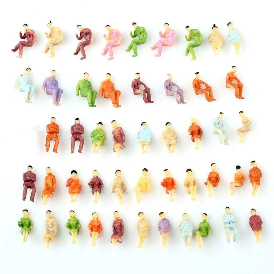 100x Spur N nur sitzende Figuren 1:160 Modellbahn bemalt Reisende für Waggons - Bild 4 von 4