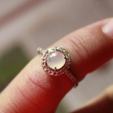 Size 6 1/2 CERTIFIED Natural Grade A Icy Jadeite JADE 925 Silver RING S089