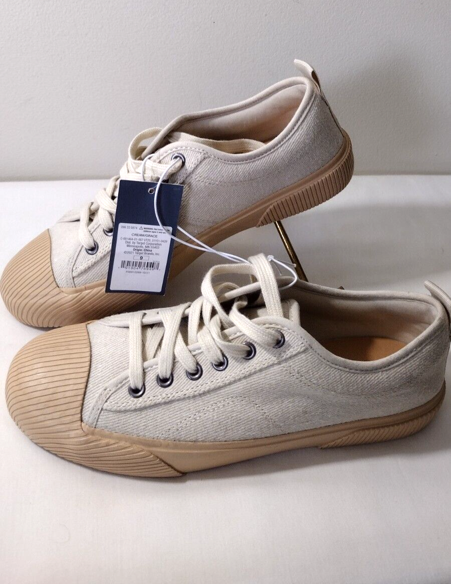 New Women's Grace Canvas Sneakers Tennis Shoes Cream Universal Thread Size
