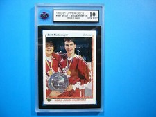 1990/91 UPPER DECK NHL HOCKEY CARD 461 SCOTT NIEDERMAYER ROOKIE KSA 10 GEM MT UD
