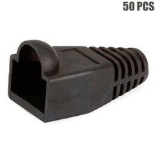 50 Pcs Cat5e RJ45 Network LAN Ethernet Cable Plug End Connector Cap Boot Black
