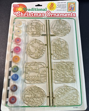 NEW VTG Paint by Number Ornaments Kit Brand CRAFT HOUSE 8 piece
