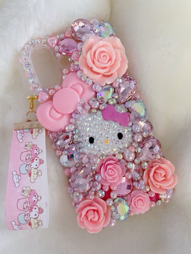 Jolie coque téléphone rose Kitty Bling strass - Photo 2 sur 3