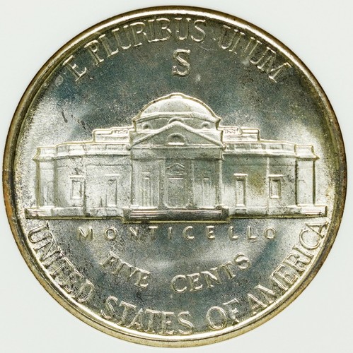 1942 S/S Silver Jefferson War Nickel ANACS MS-67 - Picture 2 of 4