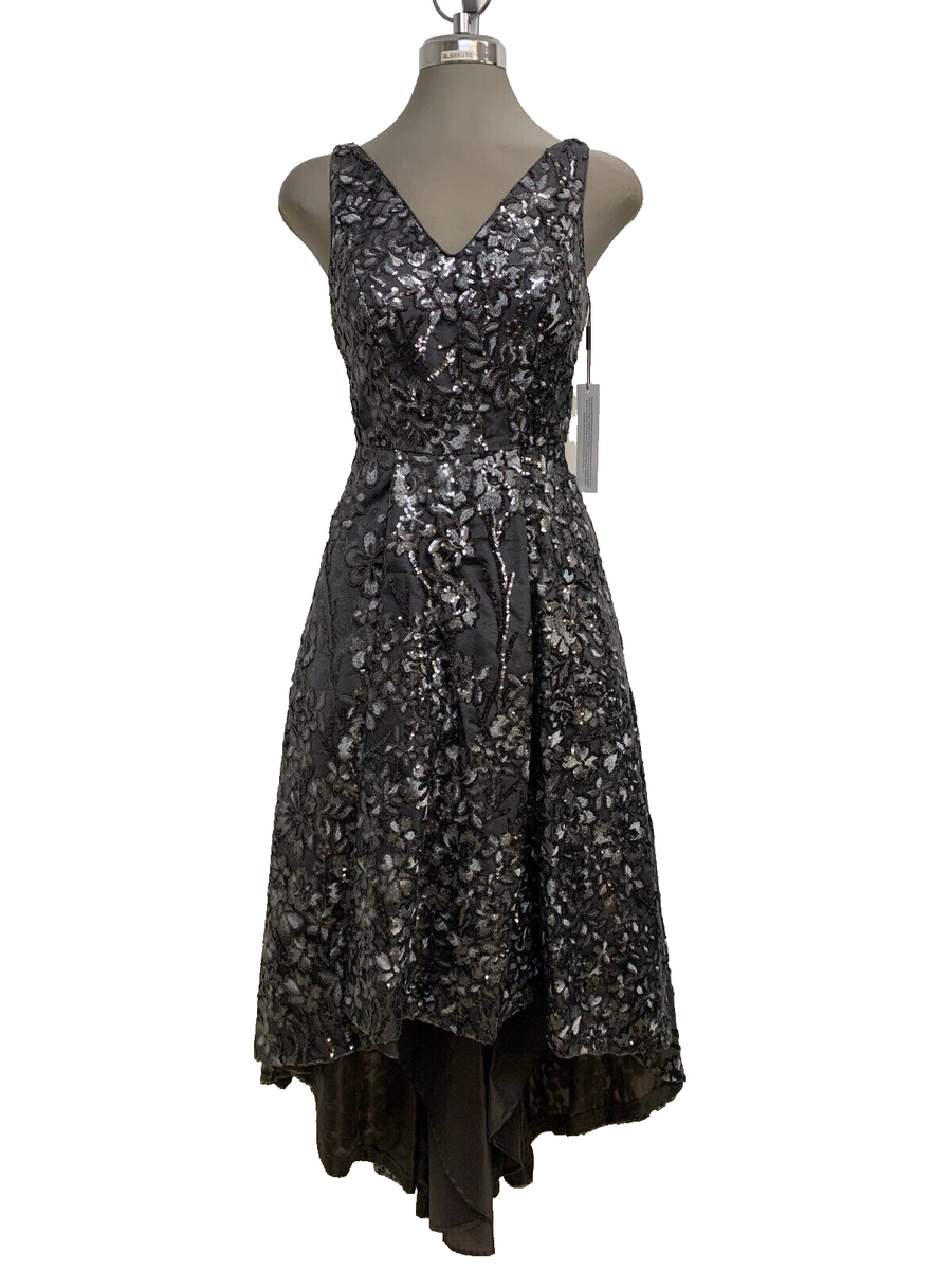 Calvin Klein Regatta Dress Calvin Klein Gray Silver Gown High Low