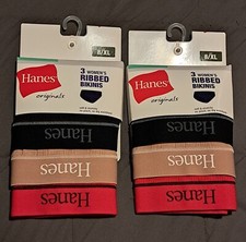 2 PACK HANES ORIGINALS WOMENS RIBBED BIKINIS 3 PER PACK SOFT  STRETCHY XL/8