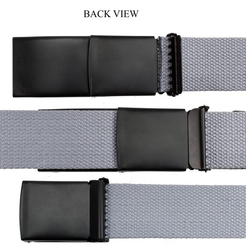 Unisex Fully Adjustable Canvas Web Belt with Black Flip Top Buckle 50'' Long - Picture 2 of 27