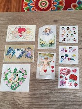 RARE lot 8 vintage Sandylion stickers VICTORIAN Cherubs Hearts Cupid