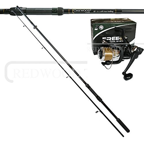 OAKWOOD 10ft 3pc Carp Stalker Fishing Rod/Freespool Reel/line