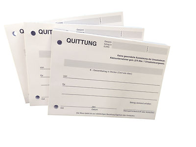 6 x QUITTUNGSBLOCK für Kleinunternehmer, je 100 BL. QUITTUNG DIN A6  (22426)
