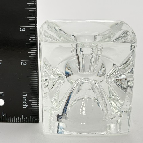 Crystal Ice Cube Optic Candle Holders MCM Vintage 1960s Cubes Clear - Picture 8 of 10