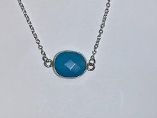 Ladies 925 Sterling Silver Turquoise 15 1/4 Necklace N18