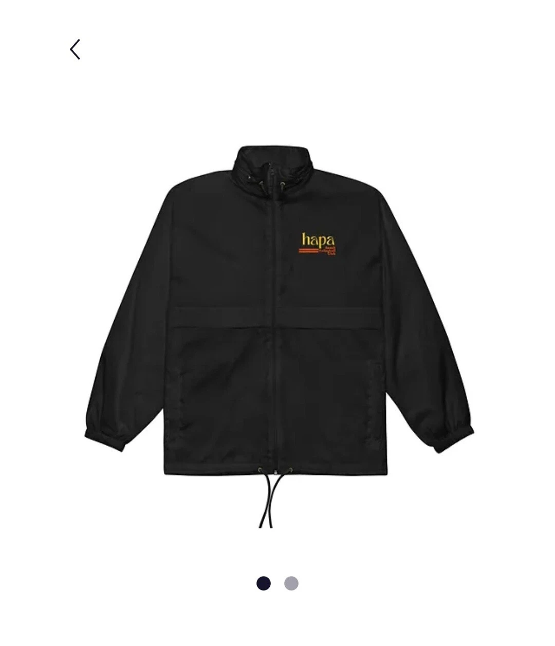 HAPA Beach Volleyball Club Unisex windbreaker Black L NEW