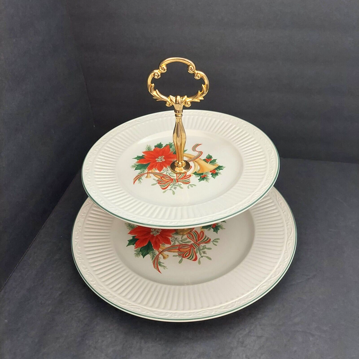 Italian Holiday by Mikasa Tiered Serving Tray Poinsettia, Horn