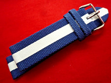 River Island 22mm Blue & White Faux Leather Watch Strap Silver Buckle  22 mm Lug