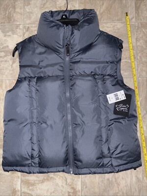 Women s Stolen Hearts Blue Slate Puffer Vest Small New