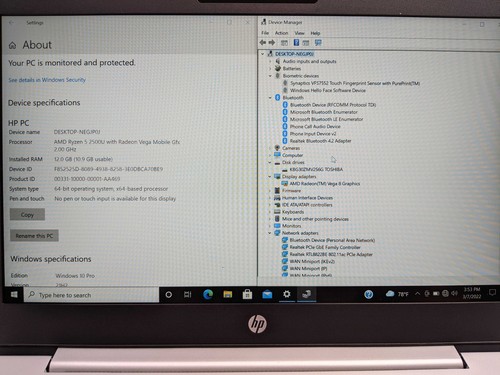 HP PROBOOK 455 G6 15" FHD RYZEN 5 Pro 2500U 2.2GHz 12GB 256GB SSD W10P Finger - Picture 4 of 15