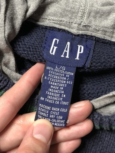 VINTAGE Gap Logo Sweater Youth Size Large Sport Dept KNIT Hoodie Blue 90s - Picture 4 of 20