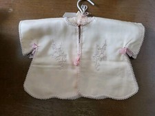 Vintage Hand Embroidered Handsewn Peach Baby Kimono Jacket Cover Over