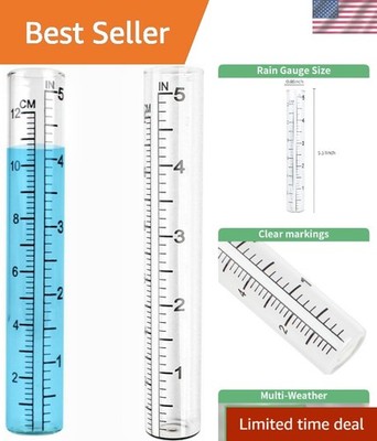 Clear Glass Rain Gauge - 2pcs 5'' Capacity for Accurate Gardening Measurements