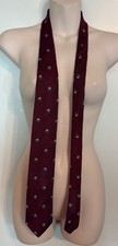 Polo Ralph Lauren Men's Tie 100% Silk, Hand Made In USA Panda Print Maroon Red