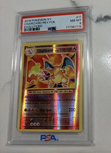 2016 CHARIZARD REVERSE HOLO POKEMON XY EVOLUTIONS 11/108 - PSA 8
