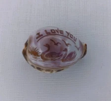 I Love You Swans Carved Seashell Carving In Natural Shell