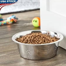 Large Stainless Steel Dog Bowl High Gloss Non-Slip Pet Dish Easy Clean Durable