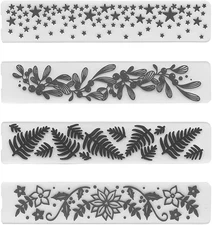 4 Patterns Plastic Template Embossing Folders for Card Making, Stars Leaves Flow