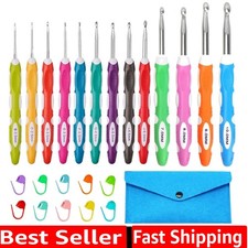 Ergonomic Crochet Hooks Set with Case, 13 Size Crochet Hooks for Arthritic Ha...