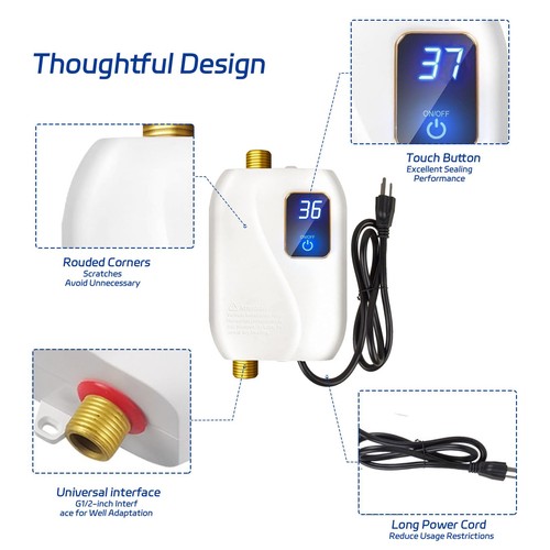 Tankless Water Heater Electric 110V, 3000W Instant Electric Water Heater, Und... - Picture 7 of 8