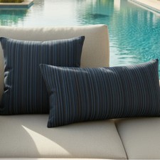 Sunbrella Acrylic Refine Indigo Stripes Indoor Outdoor Pillow Cover