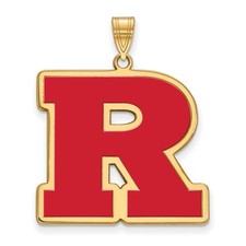 Yellow Sterling Silver LogoArt Rutgers University Letter R Extra LG Pendant