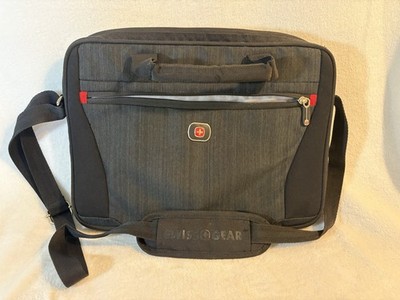SwissGear Laptop Messenger Bag Black Gray Shoulder Strap Computer Bag