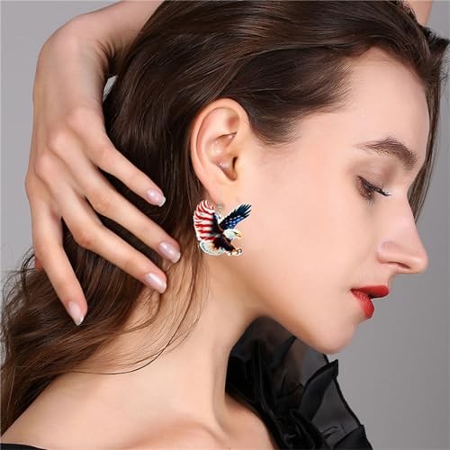 MALOYANVE American Flag Earrings for Women Unique Handmade Red White Blue Eagle - Picture 5 of 6