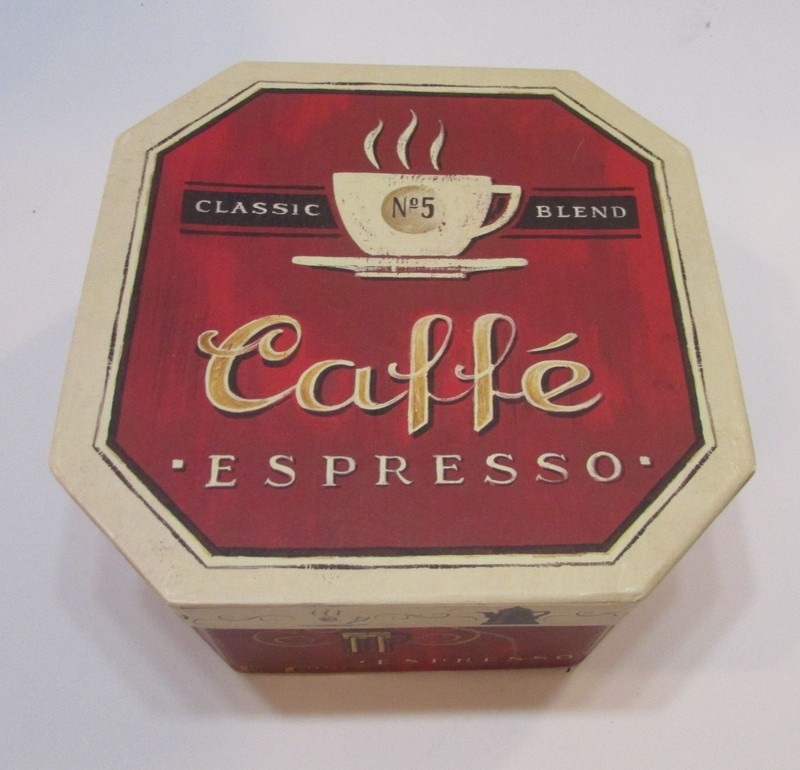 2004 Tri Coastal Design Art Motion Caffe Espresso Coffee Cardboard Storage Box A