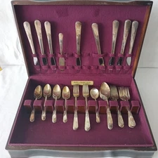 Holmes & Edwards Vintage 1940s Silver Plate 48-Pc Youth Flatware Set For 7