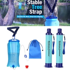 3L Gravity Water Purification Filtration System Portable W/2x Water Filter Straw