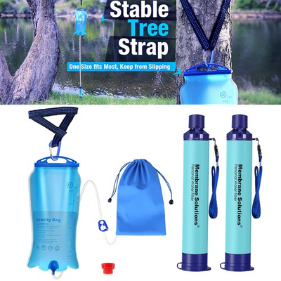 #ad Gravity Fed Water Purifier3LW 2xPortable Water Filter StrawsCampingEmergency $35.99