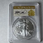 2017-W $1 Burnished Silver Eagle PCGS SP70 signed Cleveland Denver ANA